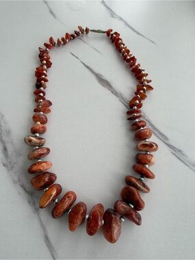 Handmade Red Agate Statement Necklace - Unbranded